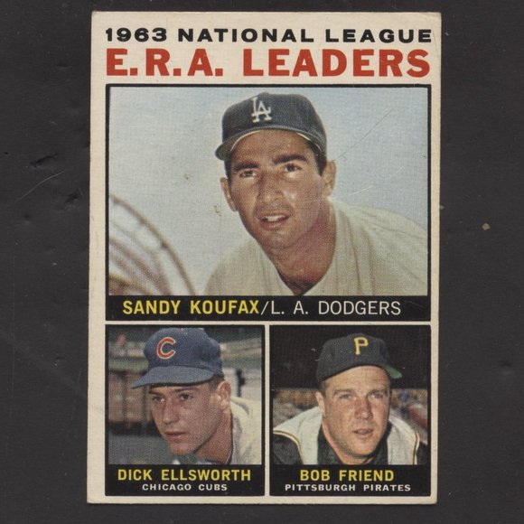 1964 TOPPS BASEBALL SANDY KOUFAX 1963 ERA LEADERS NO CREASES - Picture 1 of 1